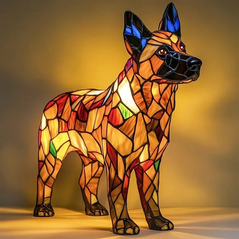 LED small night lamp art animal statue creative home desktop decoration 17cm USB switch corgi design