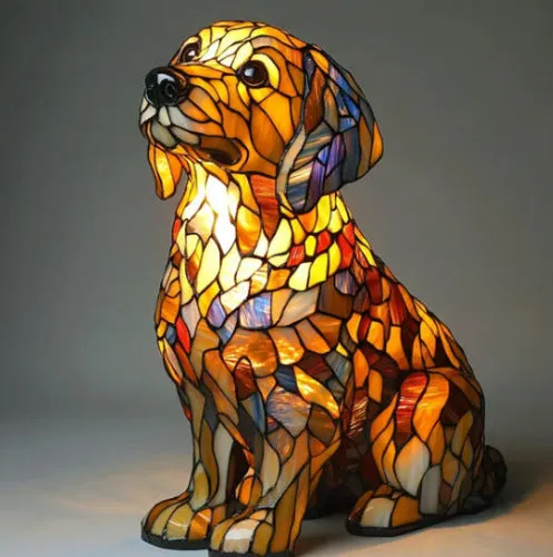 LED small night lamp art animal statue creative home desktop decoration 17cm USB switch corgi design
