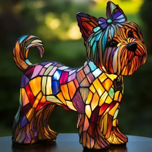 LED small night lamp art animal statue creative home desktop decoration 17cm USB switch corgi design