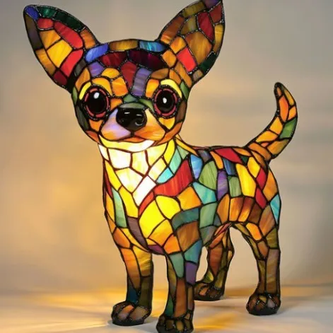 LED small night lamp art animal statue creative home desktop decoration 17cm USB switch corgi design