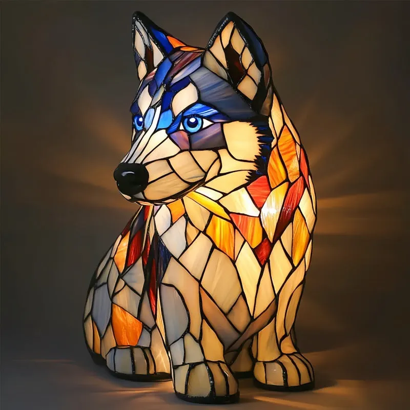 LED small night lamp art animal statue creative home desktop decoration 17cm USB switch corgi design