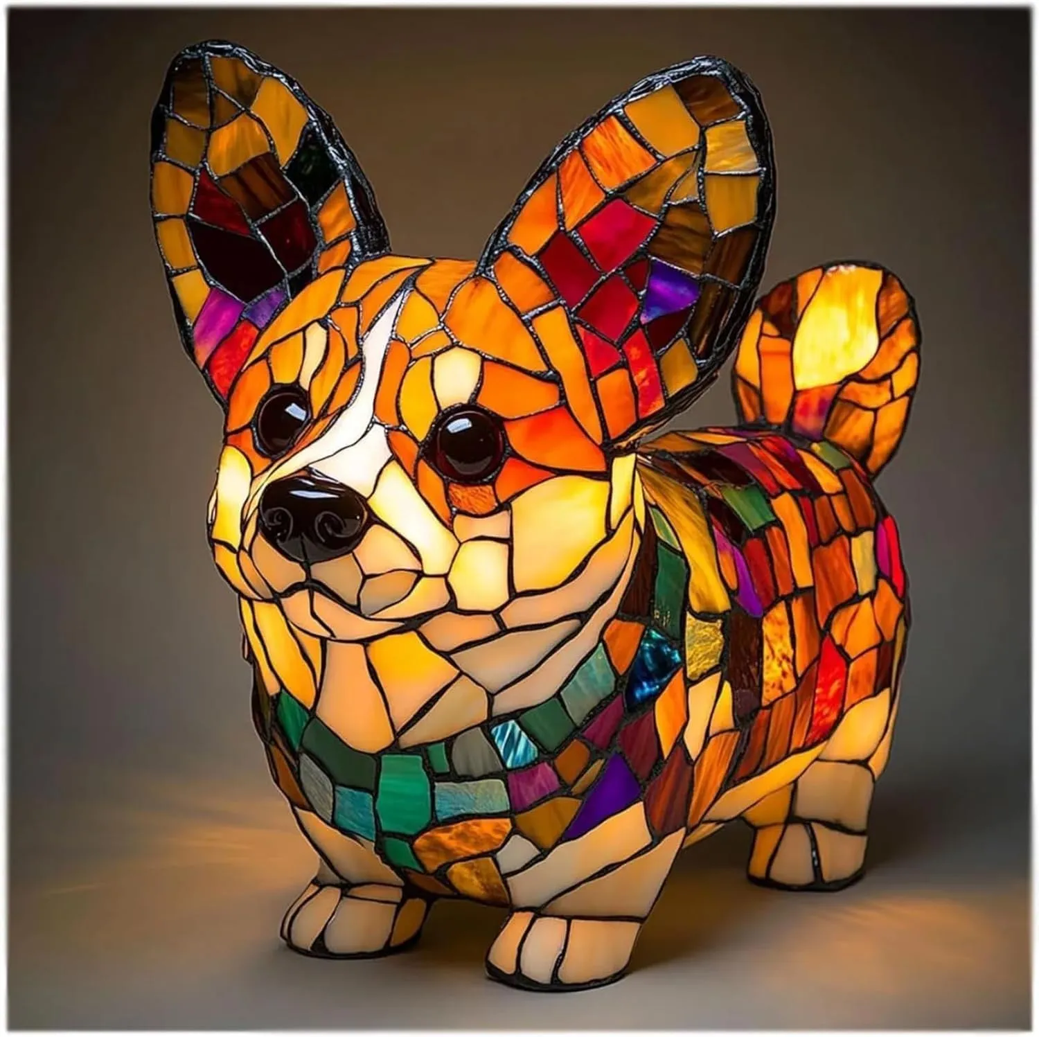 LED small night lamp art animal statue creative home desktop decoration 17cm USB switch corgi design