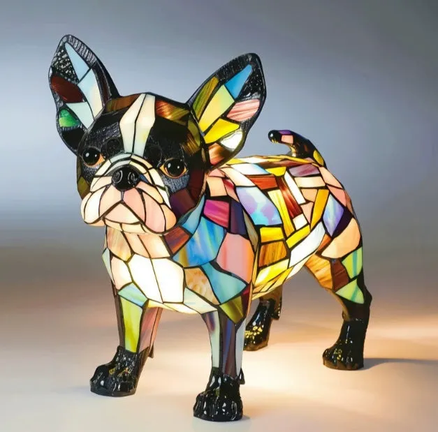 LED small night lamp art animal statue creative home desktop decoration 17cm USB switch corgi design