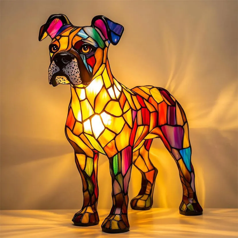 LED small night lamp art animal statue creative home desktop decoration 17cm USB switch corgi design