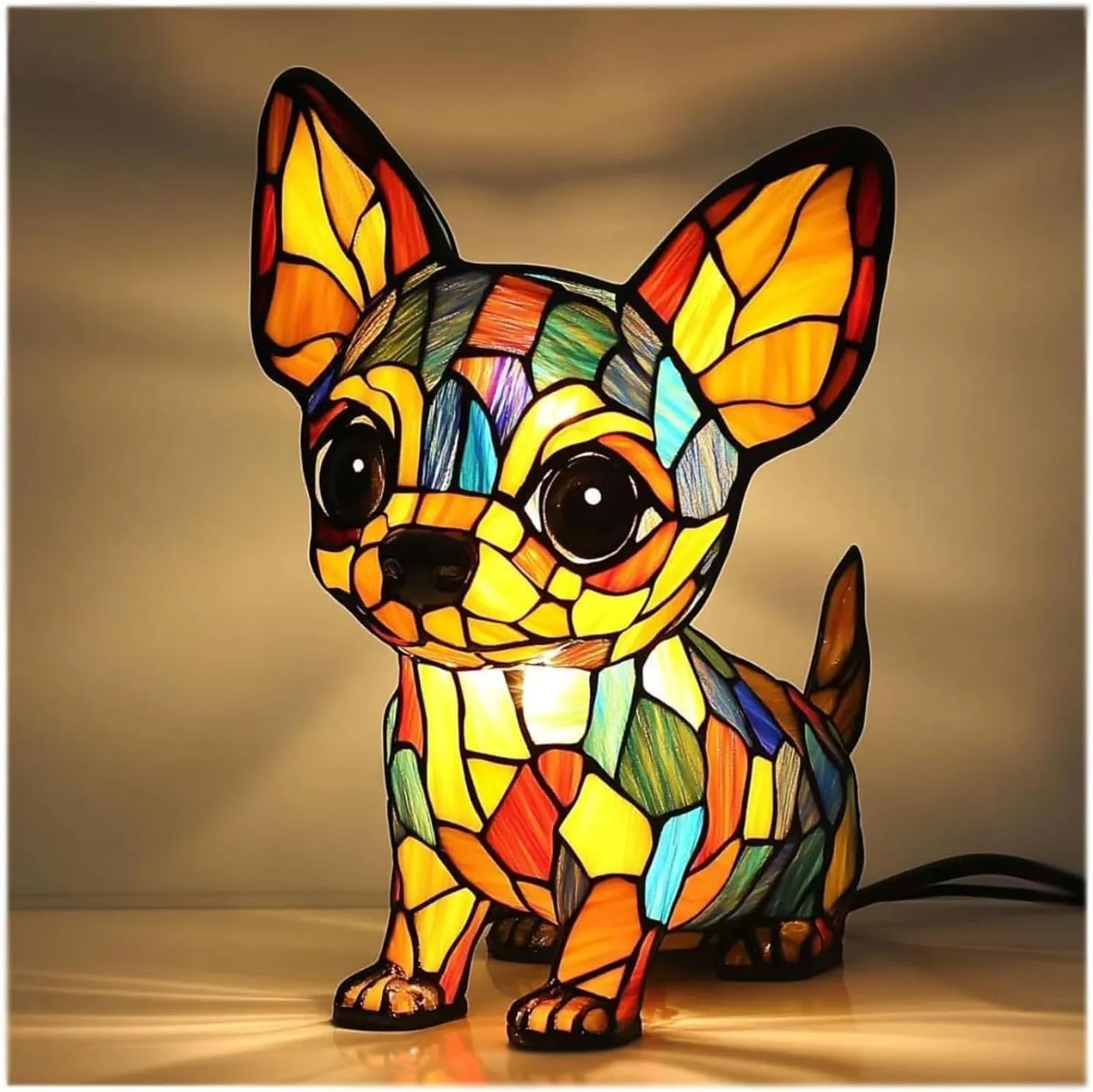 LED small night lamp art animal statue creative home desktop decoration 17cm USB switch corgi design
