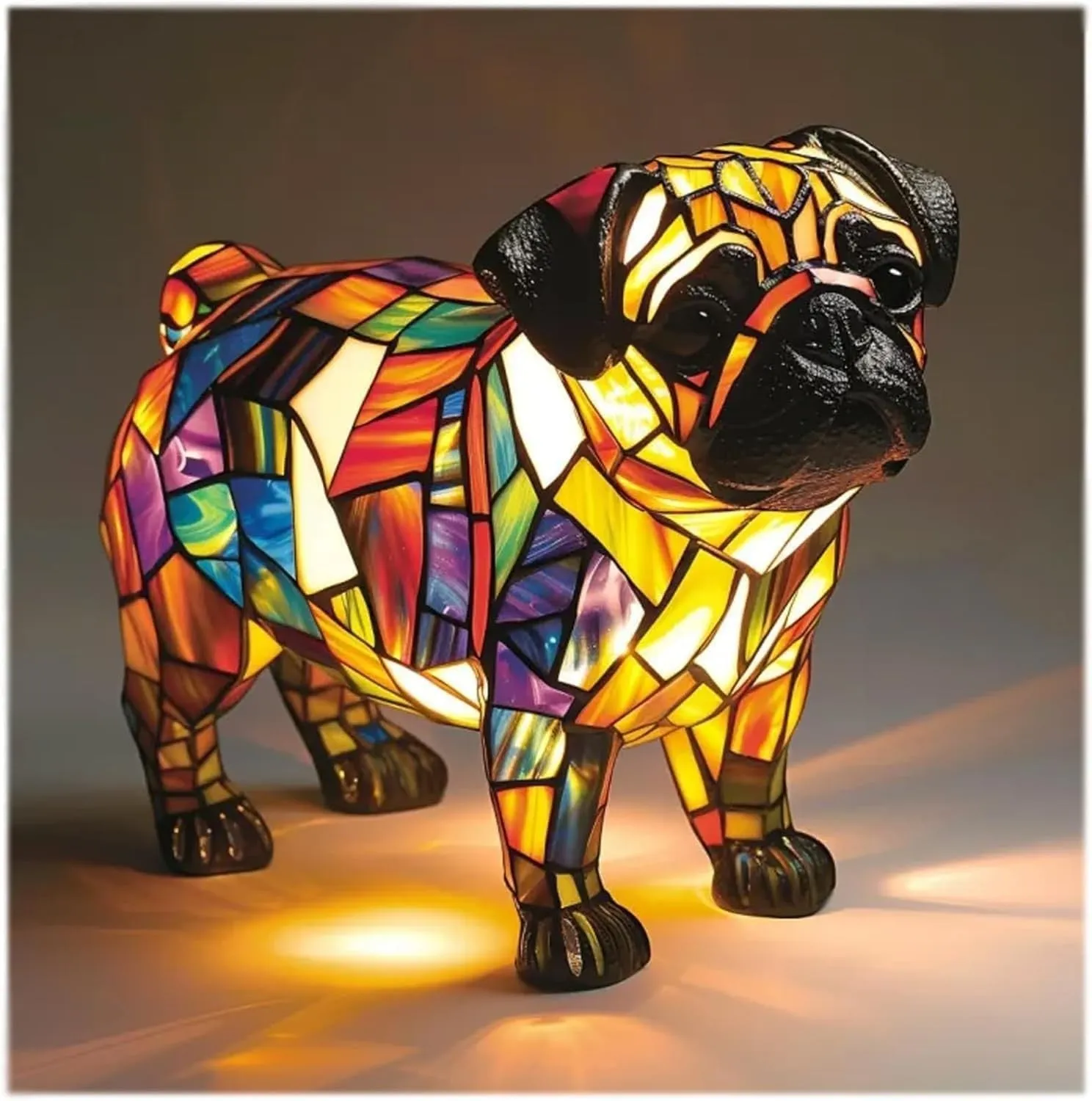 LED small night lamp art animal statue creative home desktop decoration 17cm USB switch corgi design