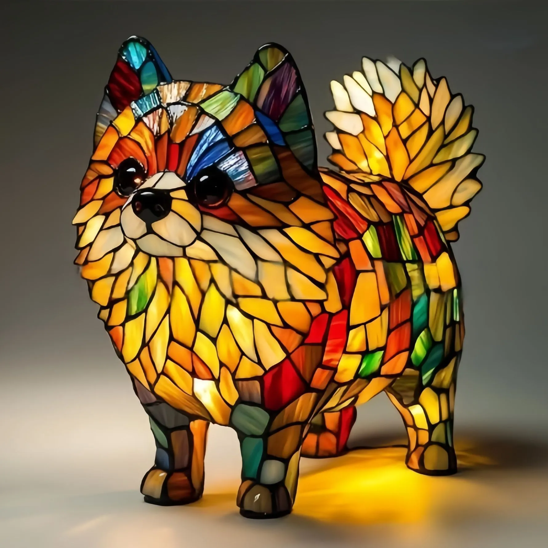 LED small night lamp art animal statue creative home desktop decoration 17cm USB switch corgi design