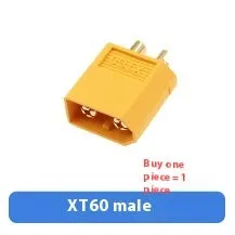 Yellow XT60 male to female extension cable 10cm 16-12AWG with welding connectors