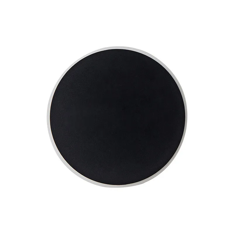 Round LED wall lamp 13cm diameter in black finish for bedside or corridor