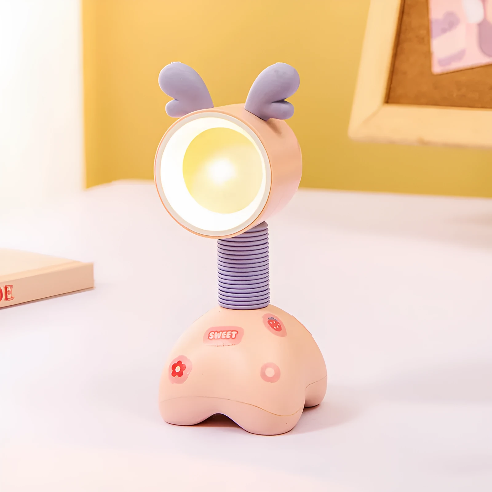 Cartoon character DIY small night lamp with magnetic base on a desktop
