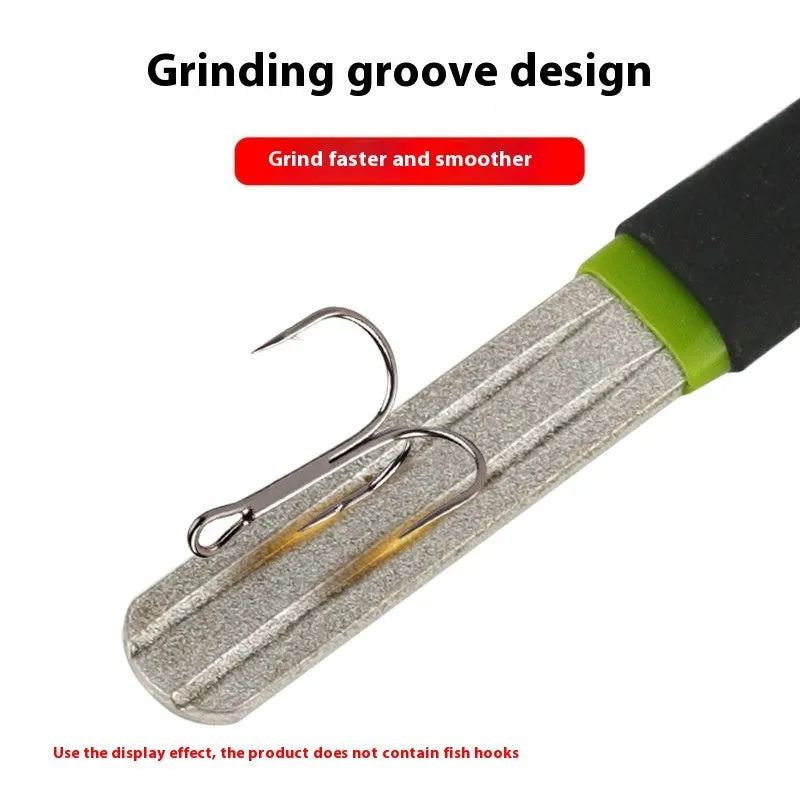 Diamond fishing hook file portable sharpening tool in red, black, black green, and black blue colours