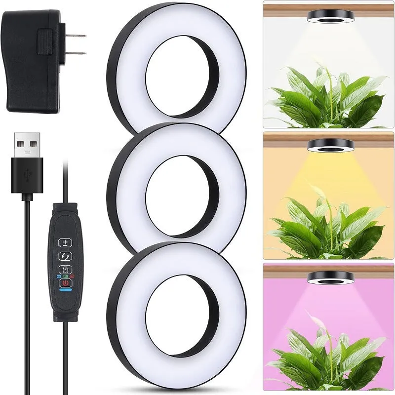 Black LED plant growth lamp with 48 full spectrum beads, aluminium alloy shell, 3.5 inch size, USB powered