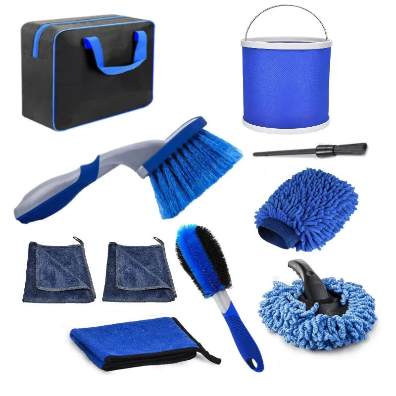 Round disc car cleaning brush set with 0.3mm PP bristles and plastic handles for interior dust removal