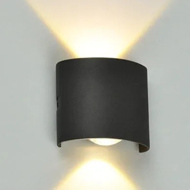 Outdoor waterproof double-headed LED garden lamp with ABS plastic shell in black finish