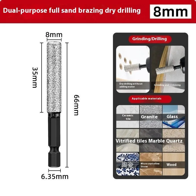 Granite drilling bit with hexagonal shank and 6.35mm handle diameter for stone edging