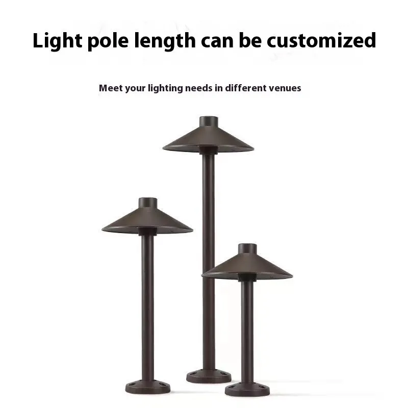 Aluminium IP65 outdoor lawn lamp with geometric abstract art design, 7W 220V, brown finish, floor socket model