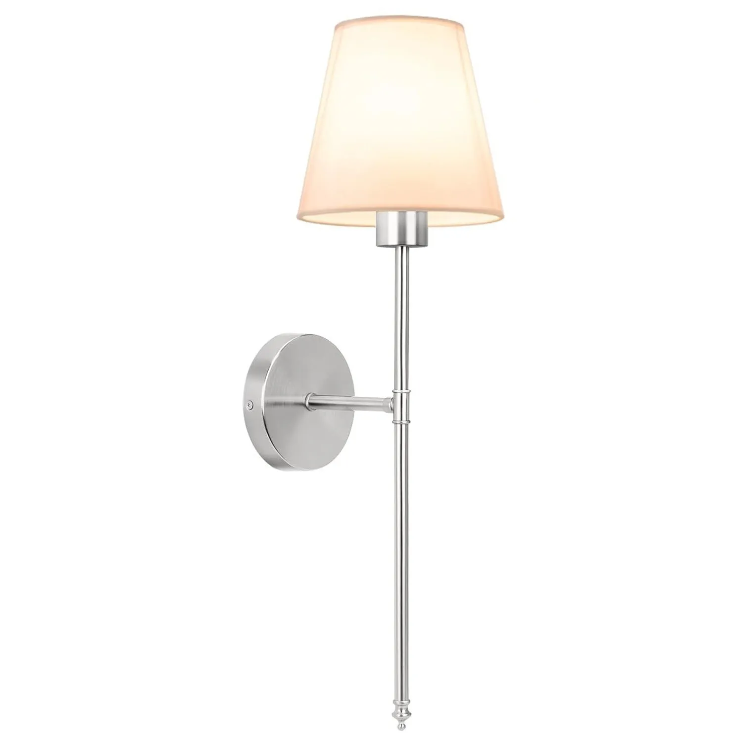 National cloth cover LED copper wall lamp in black finish with white fabric lampshade mounted on wall