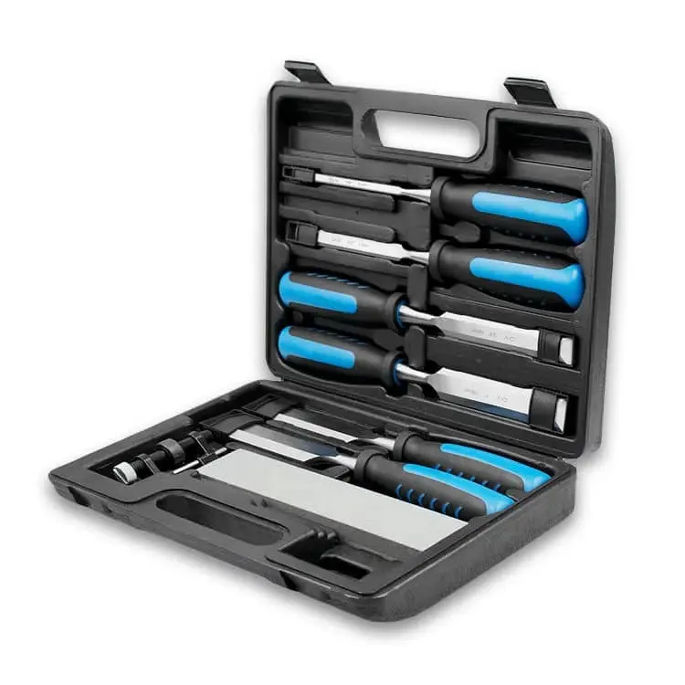 8-piece blue wood chisel set with sharpening stone for woodworking technology multiple sizes