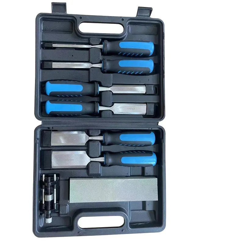 8-piece blue wood chisel set with sharpening stone for woodworking technology multiple sizes