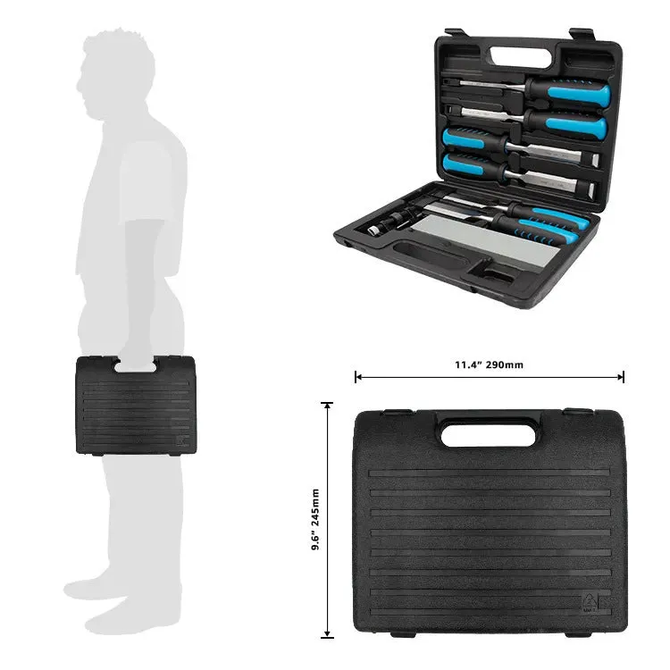 8-piece blue wood chisel set with sharpening stone for woodworking technology multiple sizes