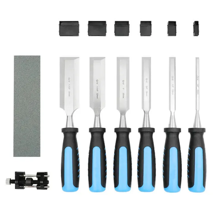 8-piece blue wood chisel set with sharpening stone for woodworking technology multiple sizes