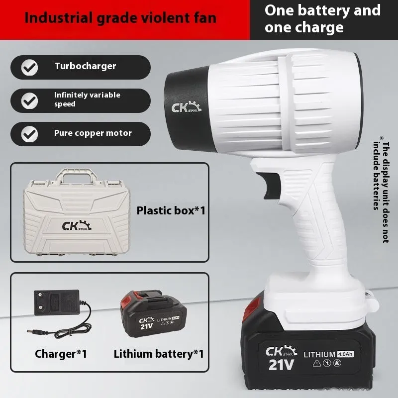 Brushless turbo fan industrial hair dryer with 21V lithium battery in green colour