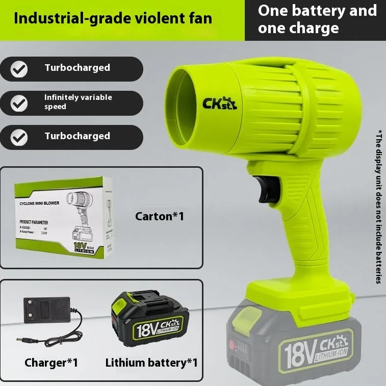 Brushless turbo fan industrial hair dryer with 21V lithium battery in green colour