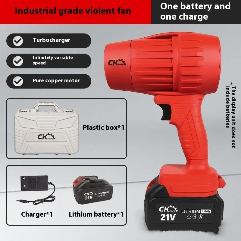 Brushless turbo fan industrial hair dryer with 21V lithium battery in green colour