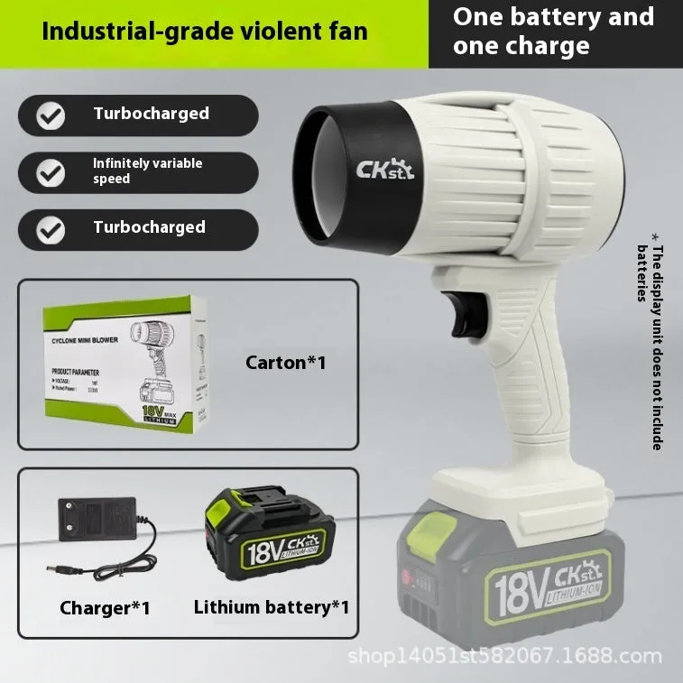 Brushless turbo fan industrial hair dryer with 21V lithium battery in green colour
