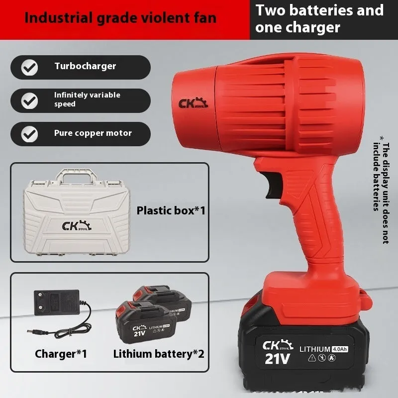 Brushless turbo fan industrial hair dryer with 21V lithium battery in green colour