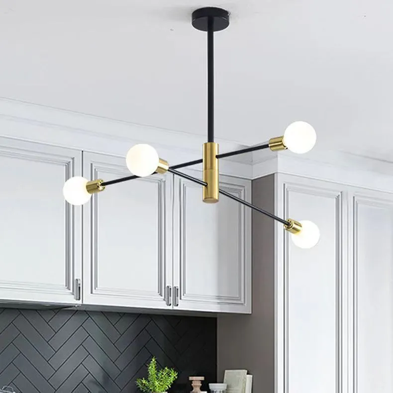 Nordic modern minimalist chandelier 65cm golden finish 6 heads ceiling light for study living room