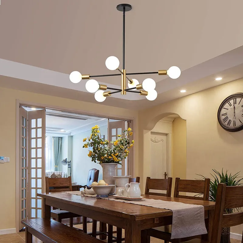Nordic modern minimalist chandelier 65cm golden finish 6 heads ceiling light for study living room