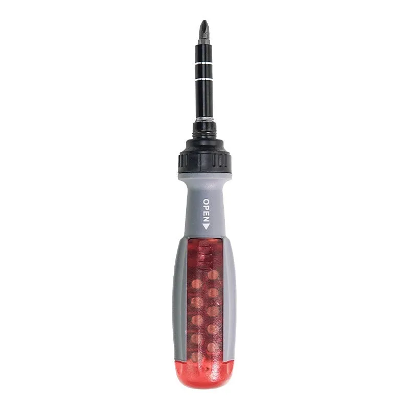 Ratchet two-way retractable screw bits set shaped screwdriver with magnetic tip and ABS handle