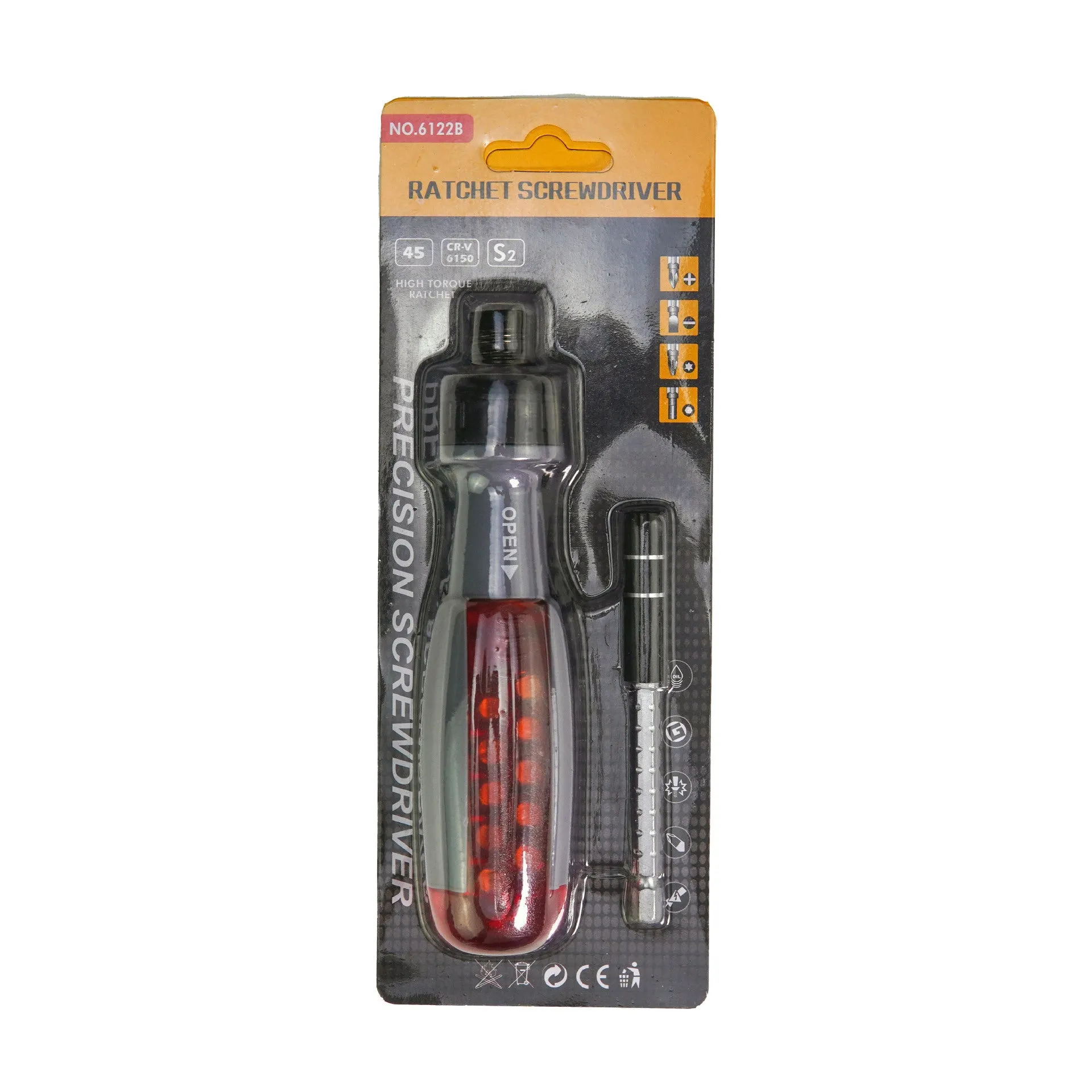 Ratchet two-way retractable screw bits set shaped screwdriver with magnetic tip and ABS handle