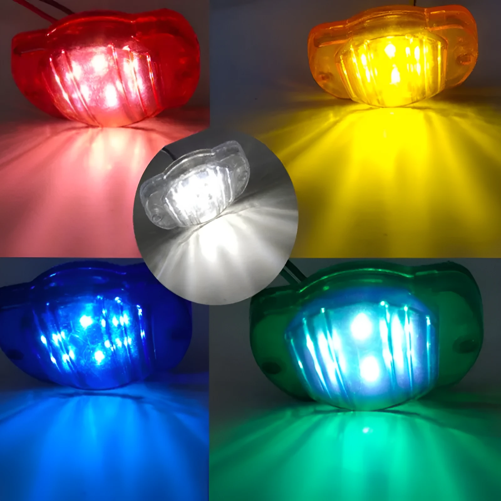Round LED side light in red for truck trailer boat 12V 24V signal marker