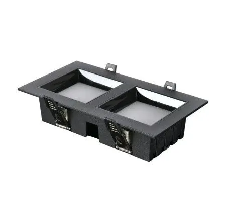 Ultra-thin square LED downlight in black finish with aluminium shell for ceiling grid installation