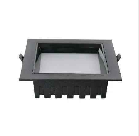 Ultra-thin square LED downlight in black finish with aluminium shell for ceiling grid installation