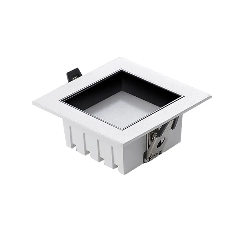 Ultra-thin square LED downlight in black finish with aluminium shell for ceiling grid installation