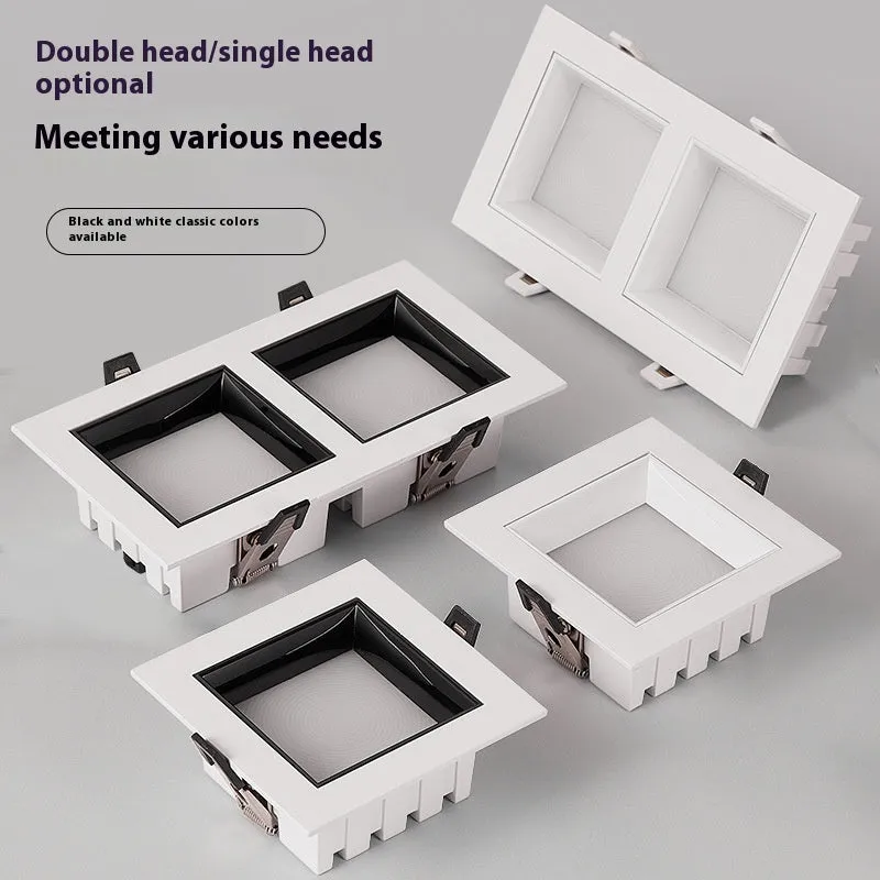 Ultra-thin square LED downlight in black finish with aluminium shell for ceiling grid installation