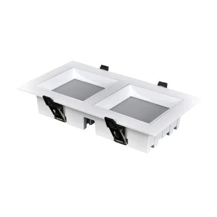 Ultra-thin square LED downlight in black finish with aluminium shell for ceiling grid installation