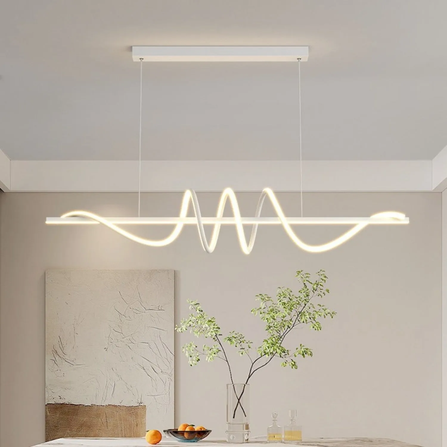 Three ring minimalist LED long bar pendant light in black finish with iron construction and 1000mm length