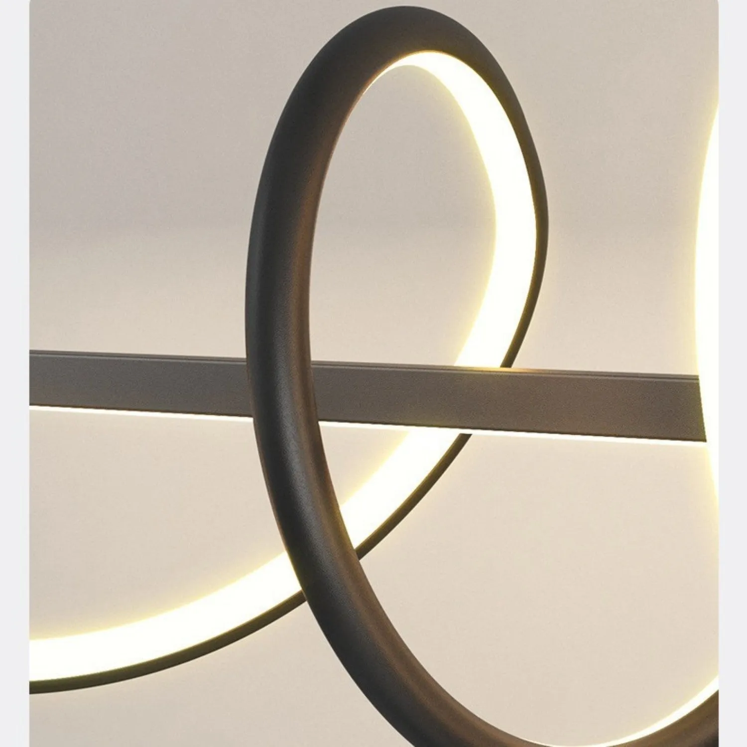 Three ring minimalist LED long bar pendant light in black finish with iron construction and 1000mm length