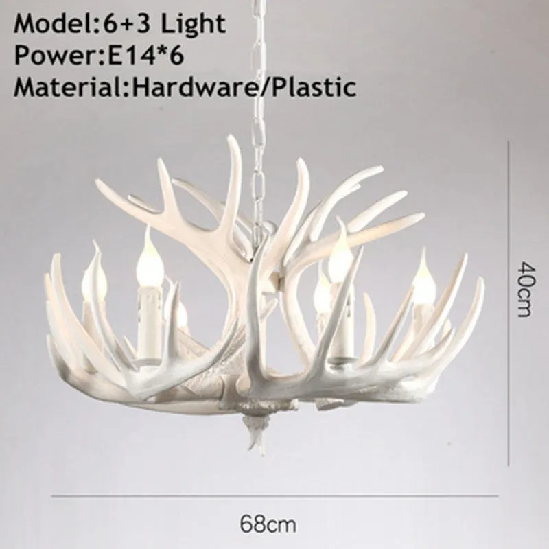 Nordic retro antlers chandelier with four ABS shades in white finish for indoor home lighting