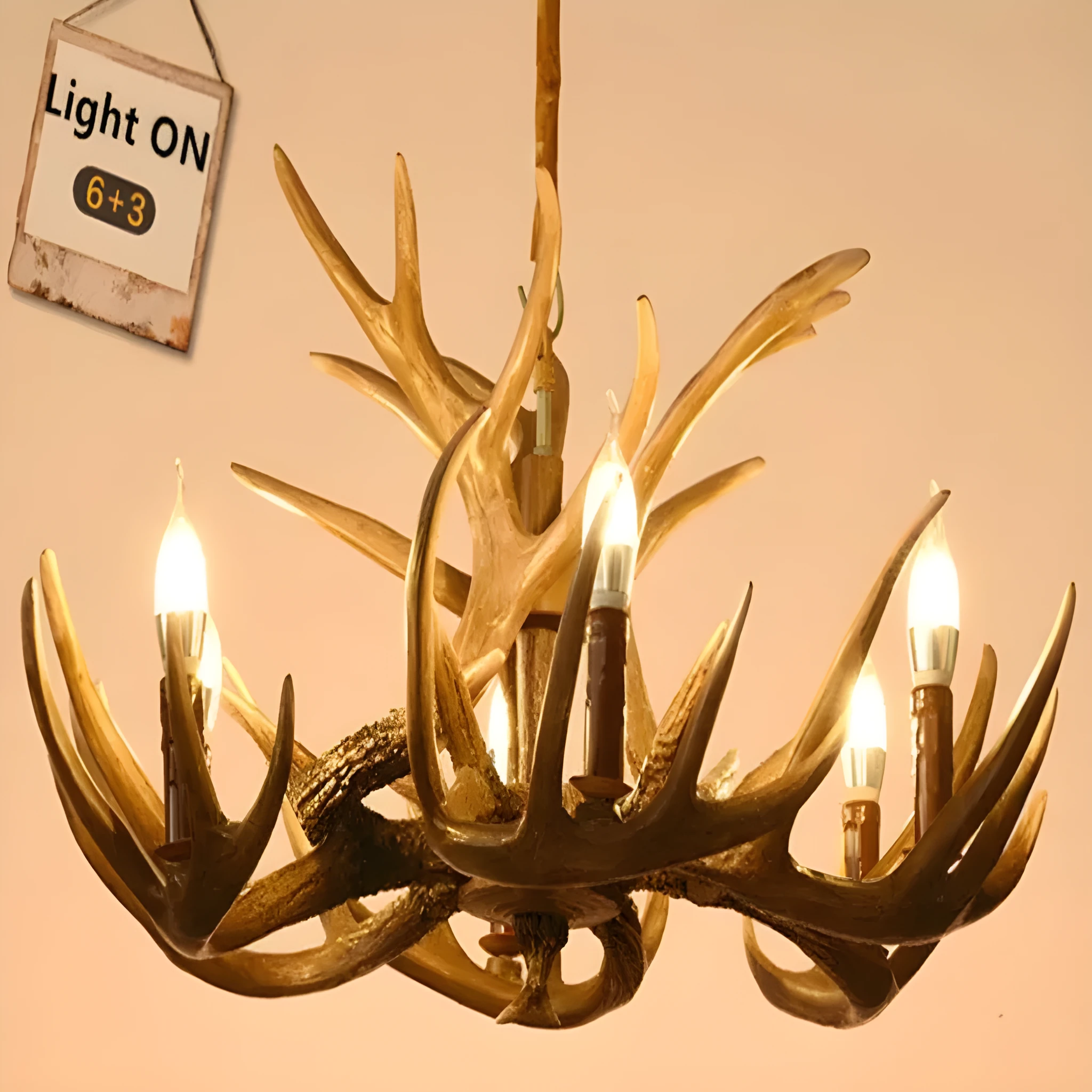 Nordic retro antlers chandelier with four ABS shades in white finish for indoor home lighting