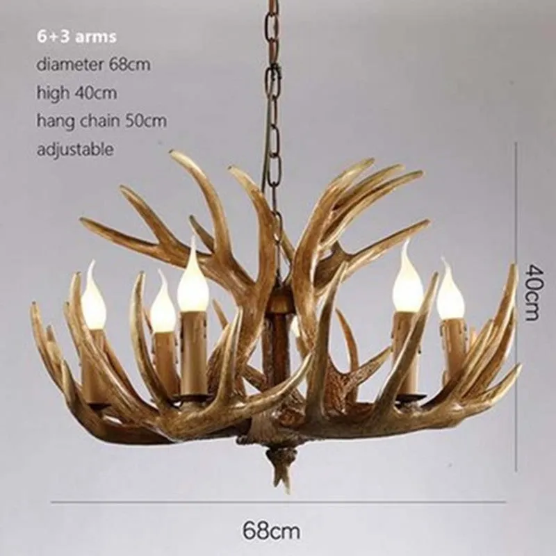Nordic retro antlers chandelier with four ABS shades in white finish for indoor home lighting