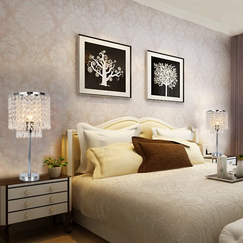 Rechargeable crystal decorative table lamp 20x42cm modern simplicity style on bedside table