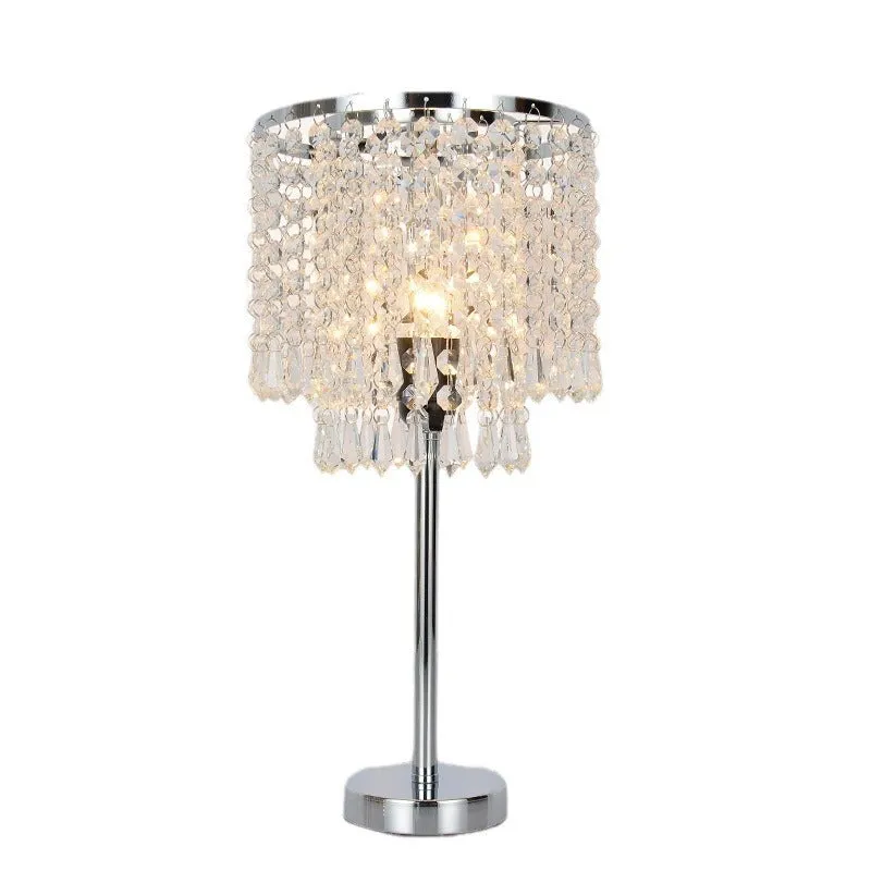 Rechargeable crystal decorative table lamp 20x42cm modern simplicity style on bedside table