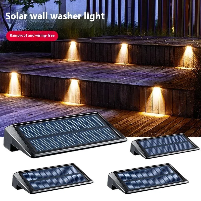 R200tws solar outdoor automatic induction lamp 1.2W warm light plastic build 2 pack