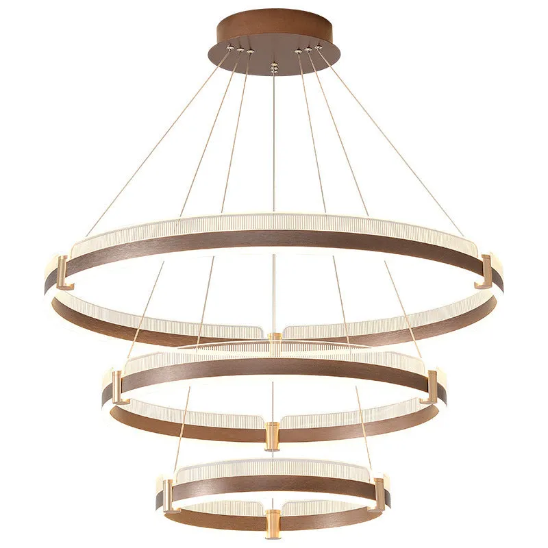 Coffee coloured three-layer aluminium pendant light 40+60+80CM with tri-colour stepless dimming
