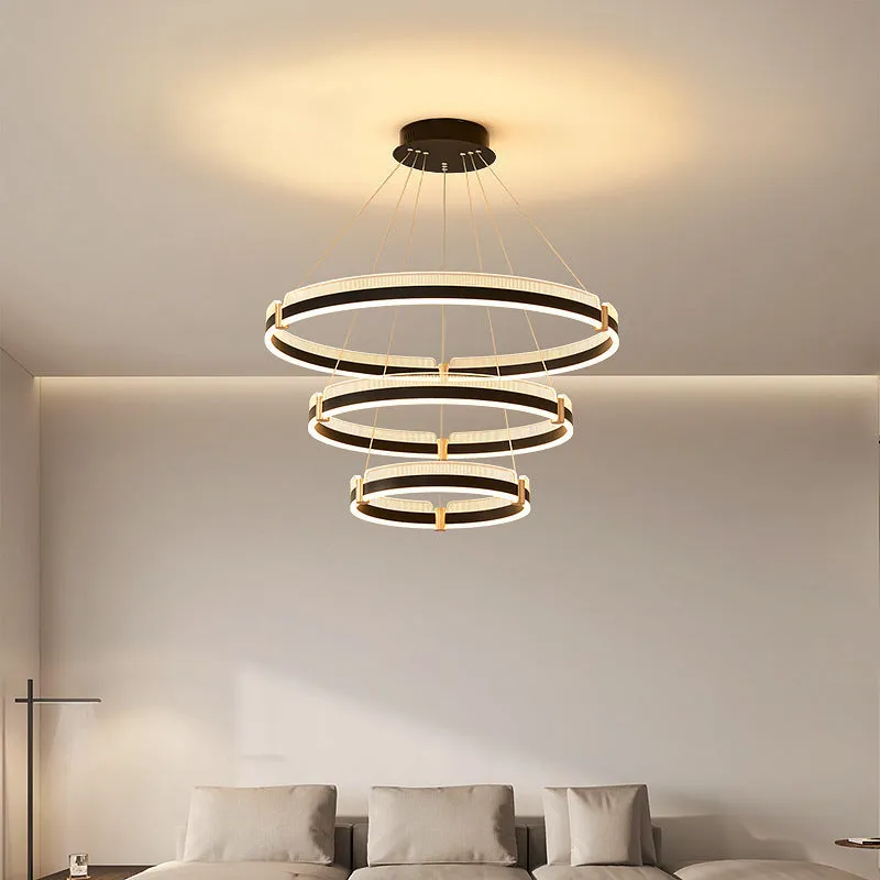 Coffee coloured three-layer aluminium pendant light 40+60+80CM with tri-colour stepless dimming